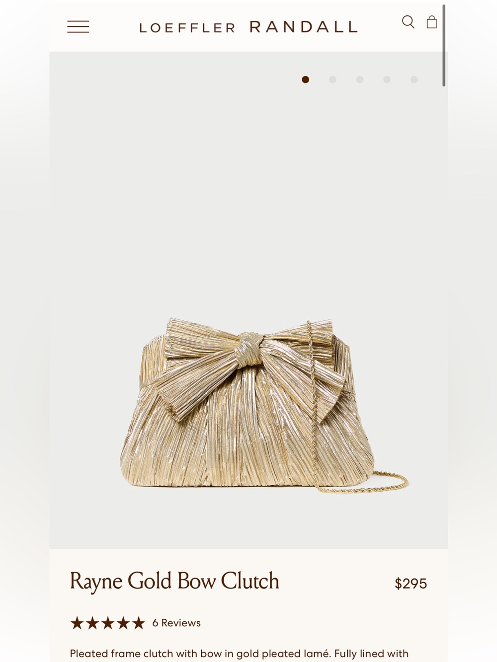Loeffler Randall Rayne Gold Bow Clutch